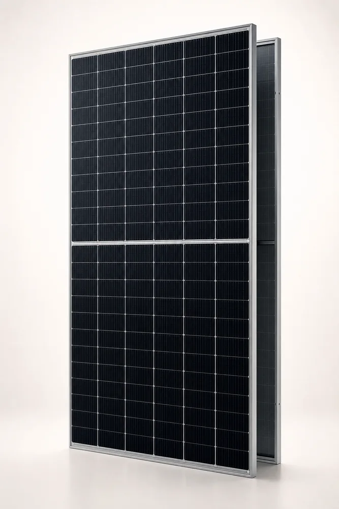 700 a 725 W classe TOPCon 210 mm ilustração do módulo bifacial